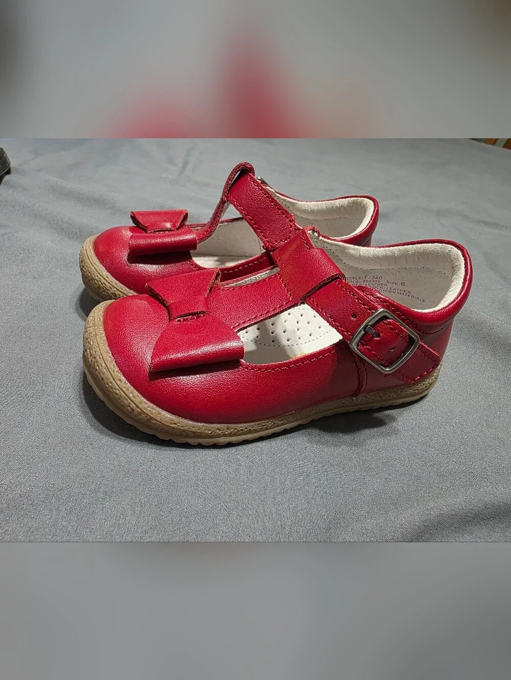 L'Amour Red Bow T-Strap Mary Jane Shoes for Kids